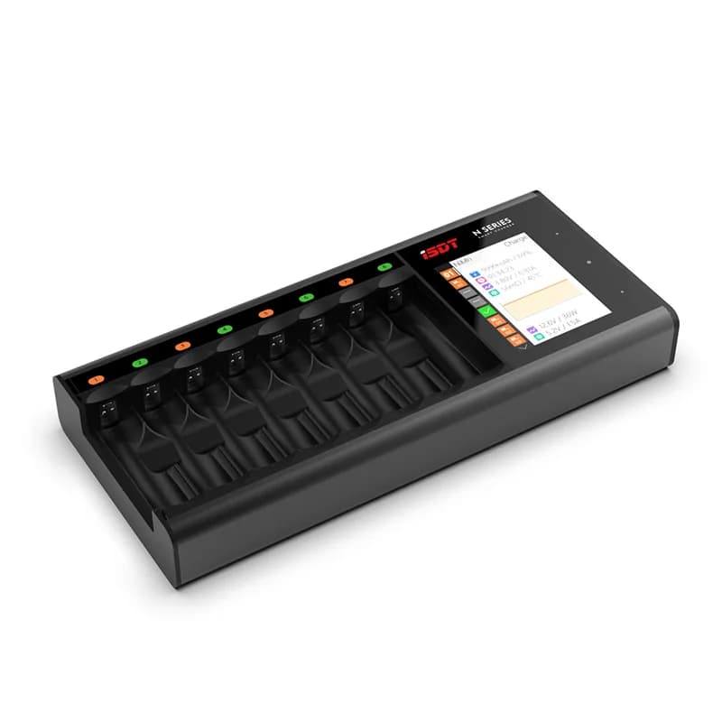 ISDT N8 LCD Display Universal Battery Charger,8-Slot Speedy Smart Battery Fast Charger for Rechargeable Batteries AA AAA Li-lon 4