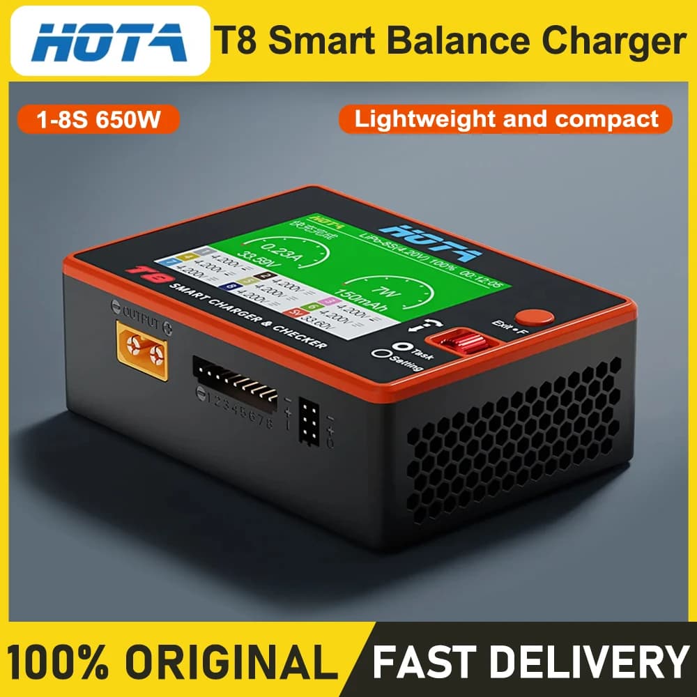 HOTA T8 Smart Balance Charger 1-8S Lithium Battery FPV Drone 22A Current 650W RC