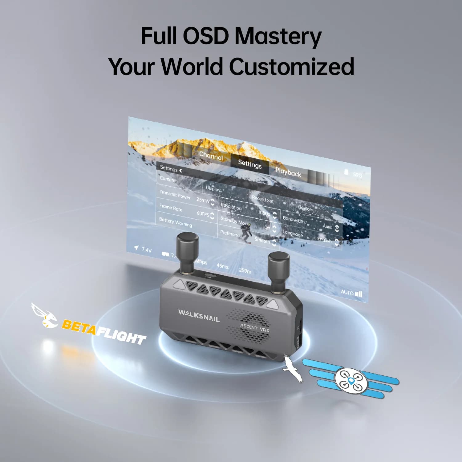 CADDX Walksnail Ascent VRX Receiver 5.8Ghz 6km Compatible Ascent VTX Supports All FPV Goggles And Displays With HDMI Input 6