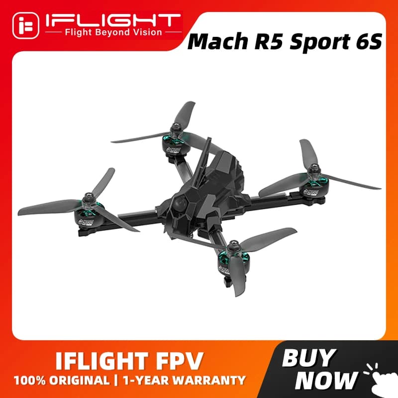 iFlight Mach R5 Sport Analog 6s FPV Race Canopy Drone BNF with BLITZ Mini F7 E55