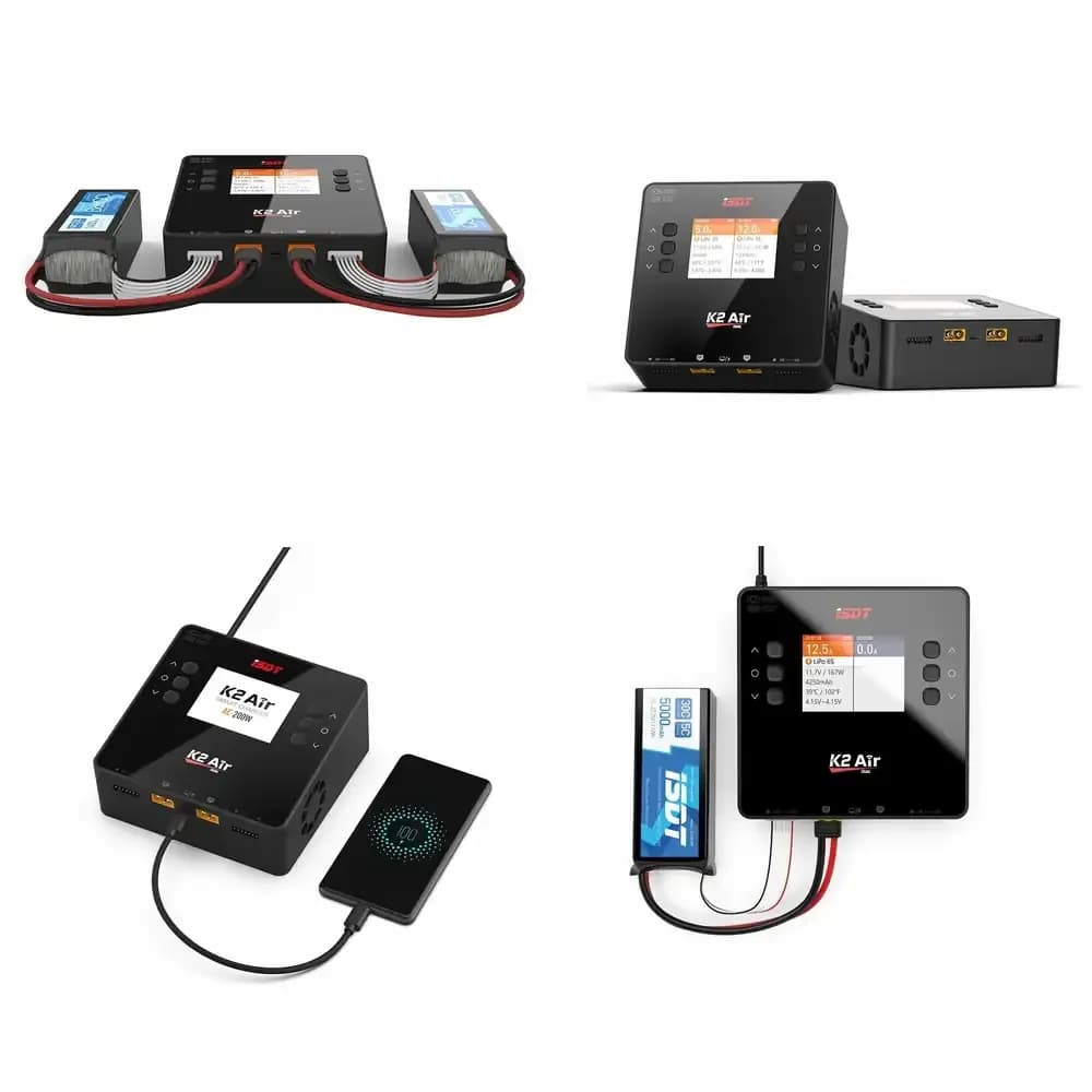 2026 hot sale ISDT K2 Air AC 200W DC 500Wx2 20A Dual Channel Balance Lipo Charger Discharger for Lipo NiMh Pb Battery
