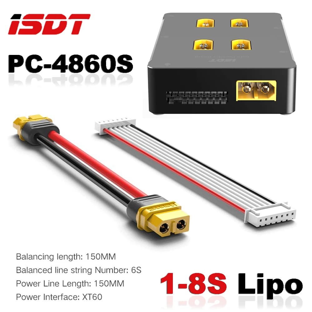 ISDT PC-4860S PC4860 1-8S Lipo Battery Charger XT60 Safe Parallel Charge Board Supports 40A High Current for RC Battery Charger