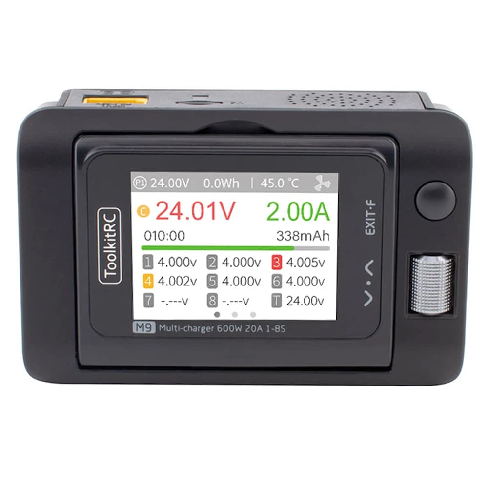 ToolkitRC M9 600W 20A USB Fast Charing DC Smart Charger Adjustable Screen Angle with Audio Function For 1-8S Lipo LiFe Battery 5