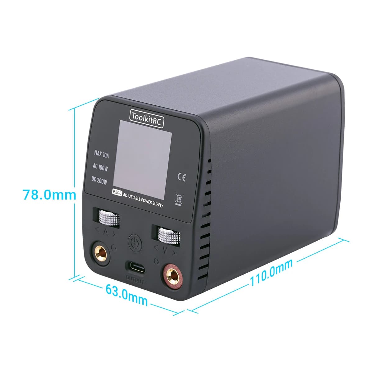 ToolkitRC P200 V2 Mini GaN Adjustable Desktop Power Supply Adapter AC100W DC200W Type-C Output Compatible Charger 3