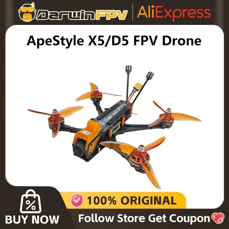 DarwinFPV NEW ApeStyle D5/X5 FPV Drone For 6S 1500mAh 120C XT60C/4000mAh 120C 10C 60C Battery DarwinFPV2507-1800KV Motor FPV