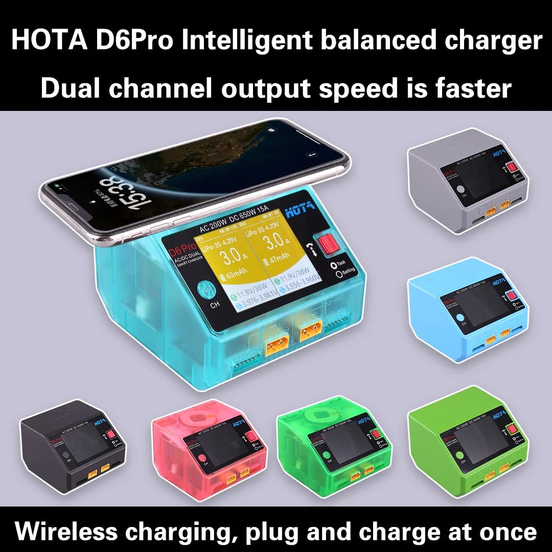 HOTA D6 Pro AC 200w DC 2x325w /15a Channel Smart Battery Charger Discharger Lipo Charger For RC Drone Spare Parts