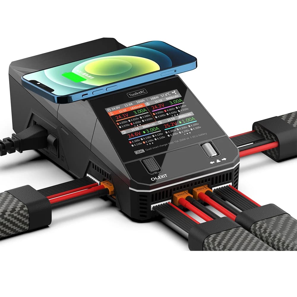 NEW ToolkitRC Q6AC Charger AC 400W/DC 1000W 4CH output Built-in 65W USB A/TYPEC Output ,LiPo, 1-6S，NiMH 1-16S,PB 1-10S Charger 5