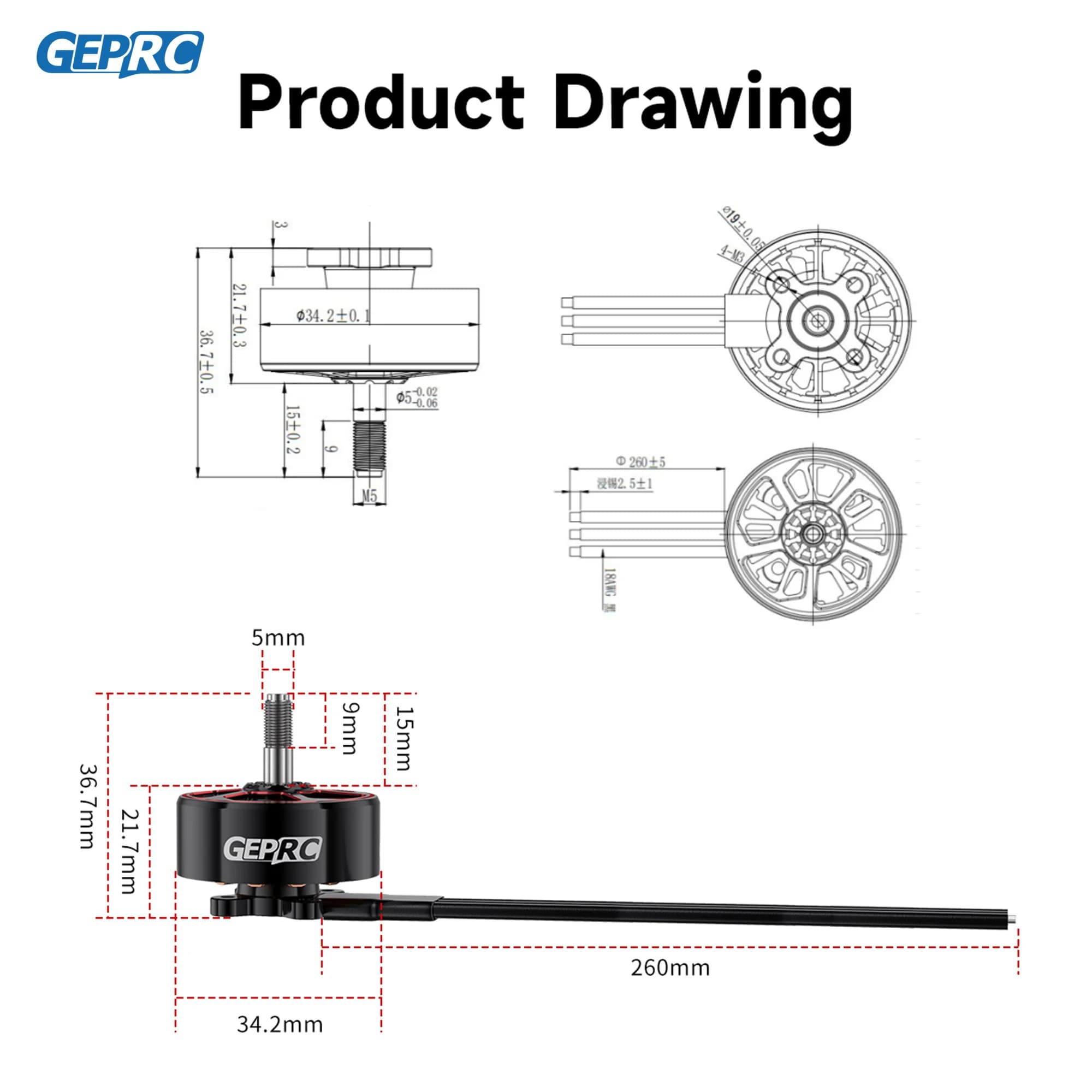 GEPRC SPEEDX2 2809 V1.1 Motor Brushless Black with 7/8 Inch MOZ7 RC FPV Racing Drone Multicopter Accessories 3