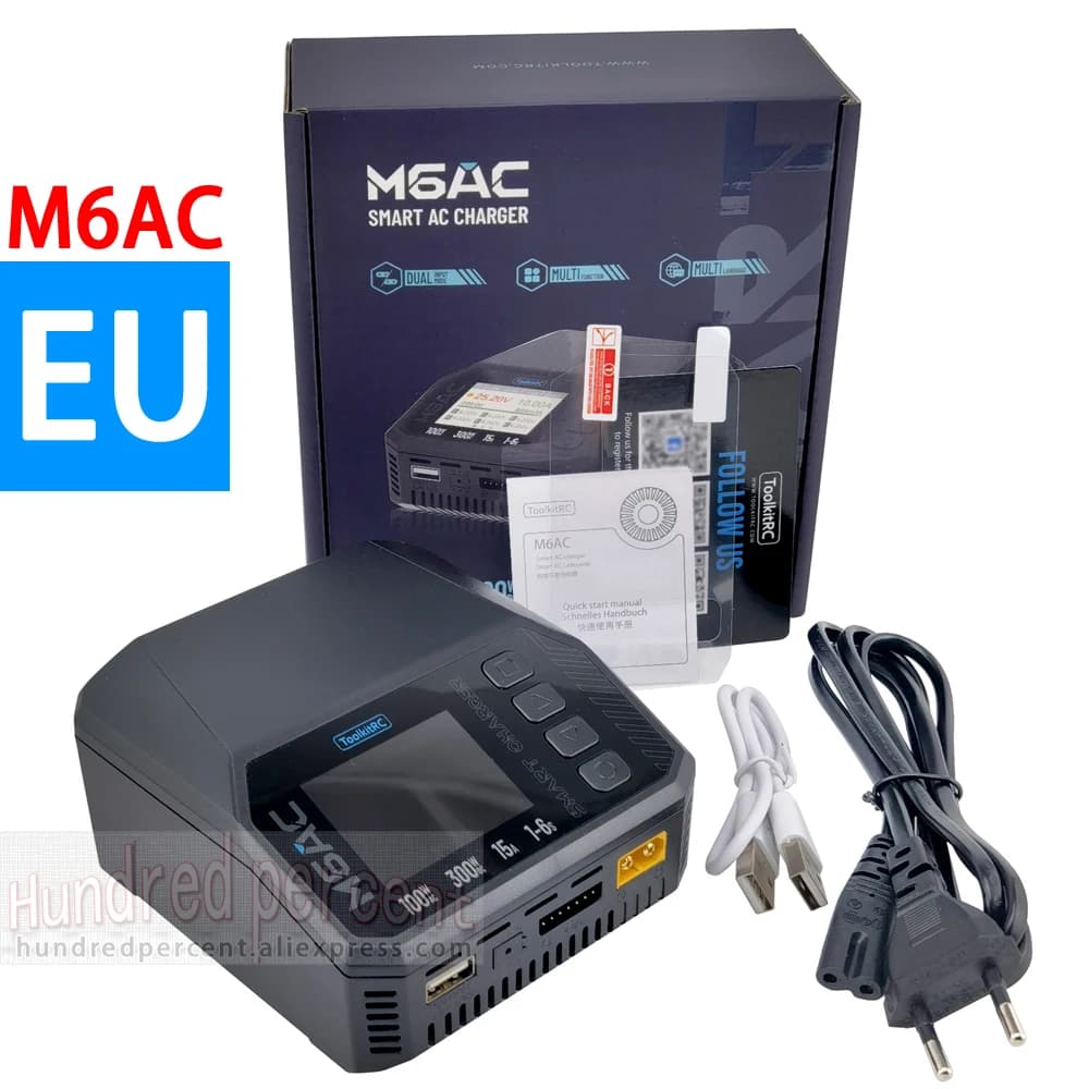 ToolkitRC M6AC Smart Lipo Battery Charger Discharger AC 120W DC300W MAX30A for 1-6S Battery FPV Model Spare Part LiHV LIFE LILON 3