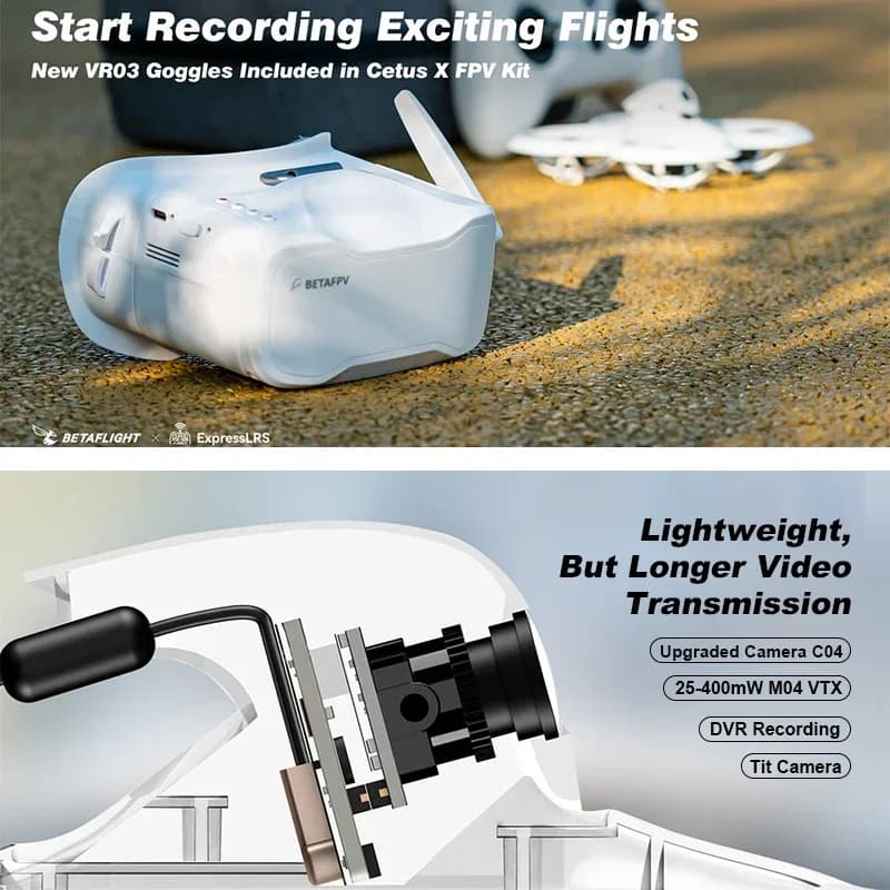 BETAFPV Cetus X Brushless FPV Quadcopter Adjustable Camera Indoor Racing Drone ELRS 2.4G Outdoor RC Helicopter 4