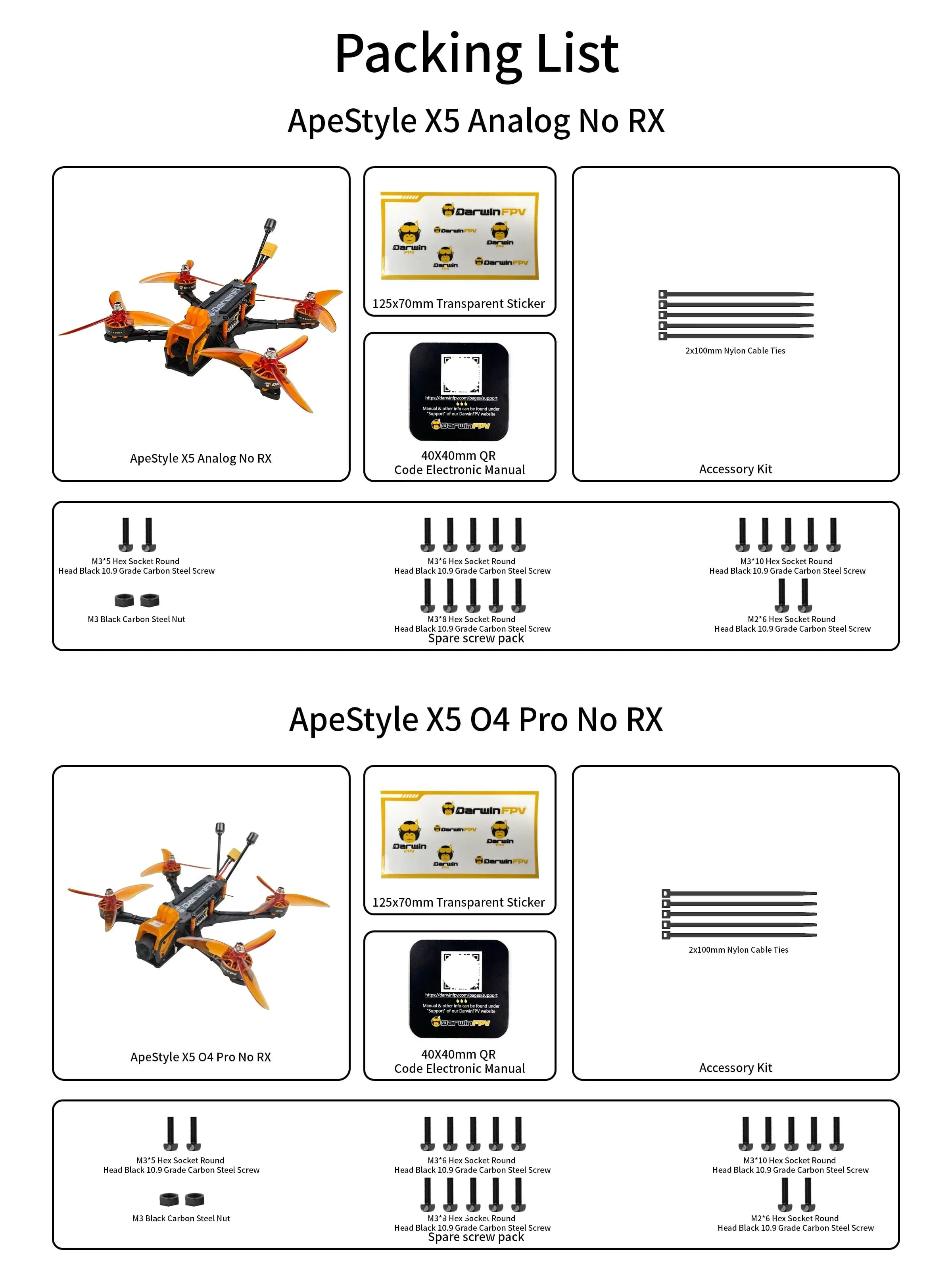 DarwinFPV NEW ApeStyle D5/X5 FPV Drone For 6S 1500mAh 120C XT60C/4000mAh 120C 10C 60C Battery DarwinFPV2507-1800KV Motor FPV 6