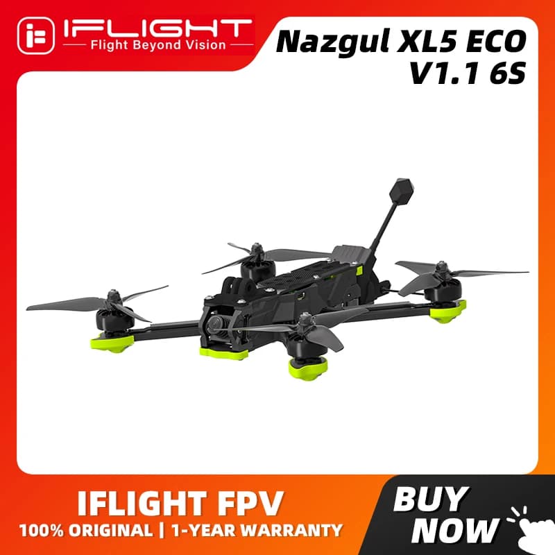 iFlight Nazgul XL5 ECO V1.1 6S Analog Drone BNF with BLITZ 5.8G 1.6W VTX  BLITZ ATF435 E55S Stack XING-E Pro 2207 1800KV Motors