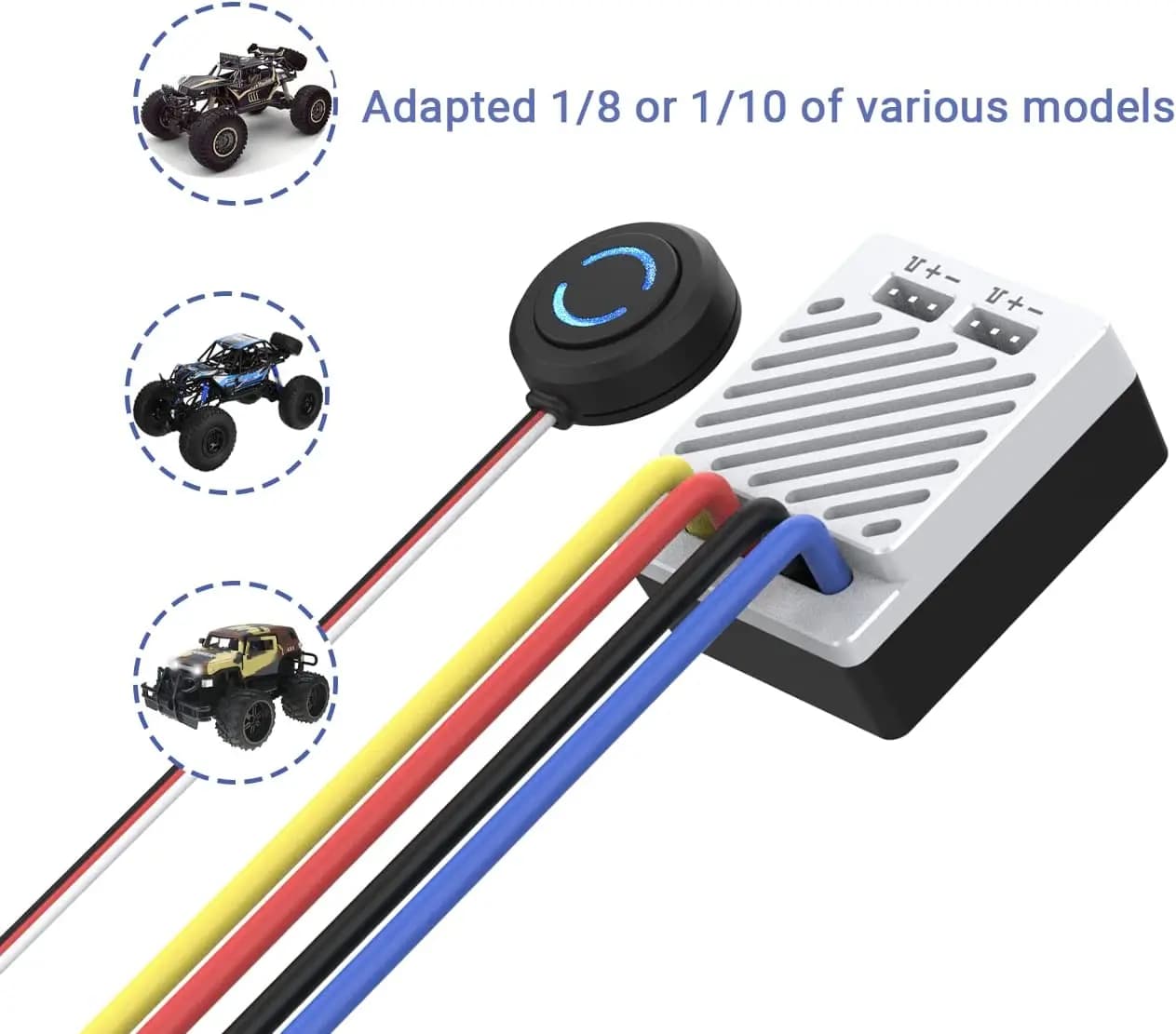 ISDT ESC70 ESC90 WP 1080 70A 90A Waterproof ESC  2~3S Adjustable BEC Phone Control 540/550 Brushed Motor For 1/8 1/10 Car 5