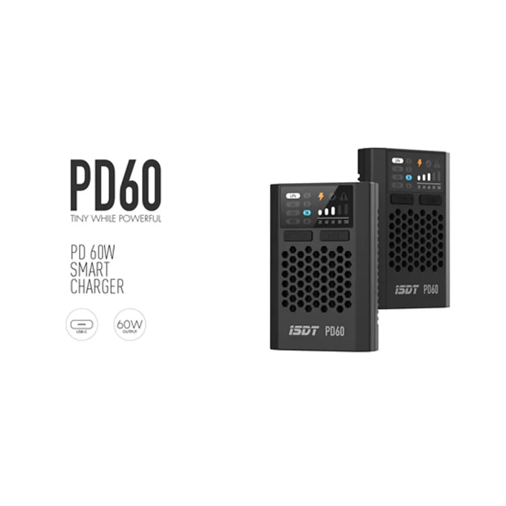 ISDT 608PD DC 240W/10A USB C 140W/5A Smart Digital Charger PD60 60W 6A UC2 1S/2S LiPo Smart Battery Balance Digital Charger 2