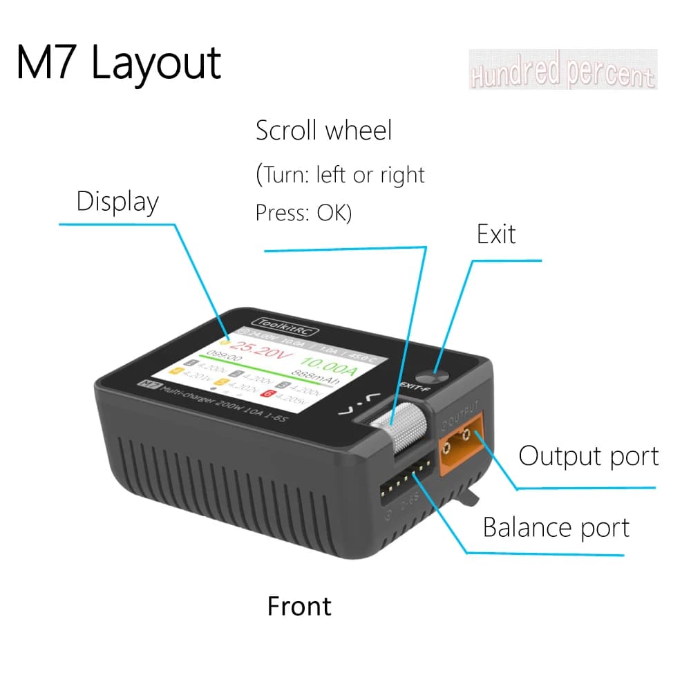 ToolkitRC M7 Charger Intelligent Discharge Lithium Battery 1S 2S 3S-6S Server ESC Receiver Detection IPS Model Toy Accessories 3