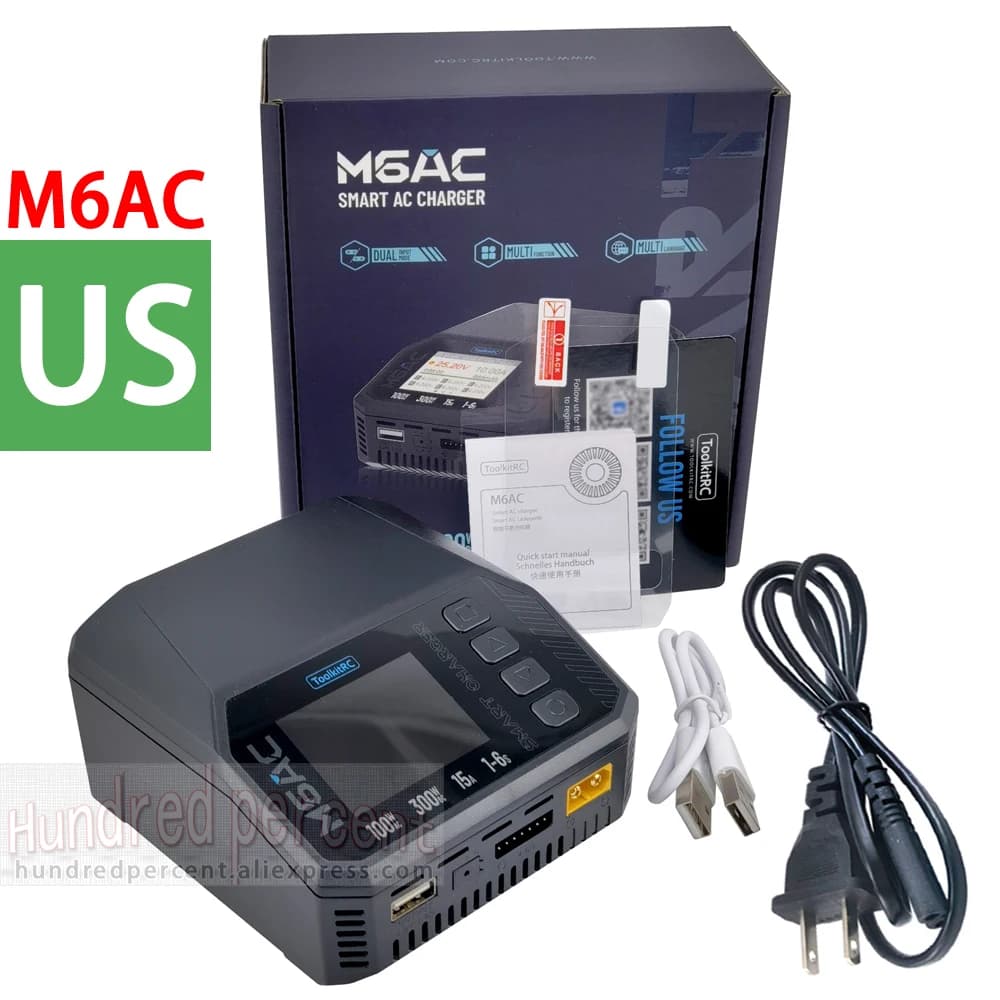 ToolkitRC M6AC Smart Lipo Battery Charger Discharger AC 120W DC300W MAX30A for 1-6S Battery FPV Model Spare Part LiHV LIFE LILON 4