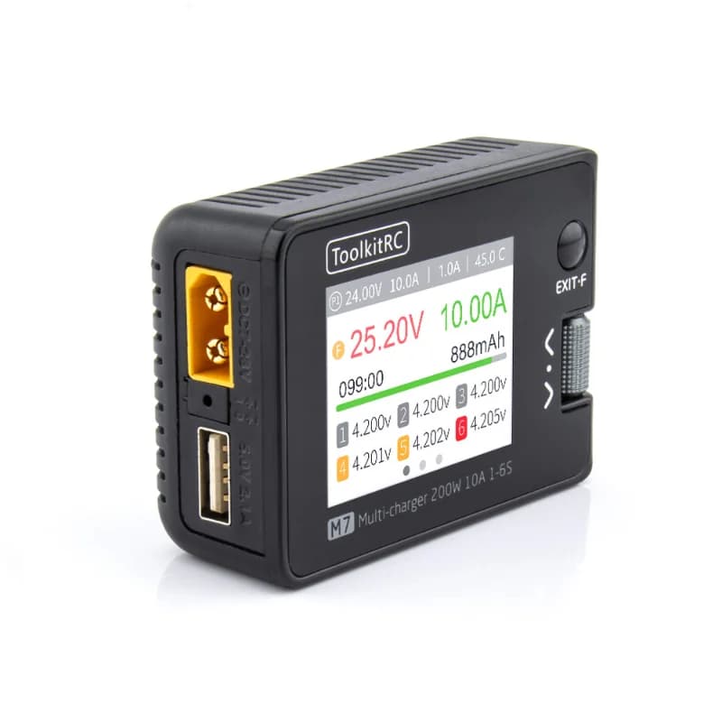 ToolkitRC M7 Balance Charger Discharger Multi Function Charger for 1-6S Lipo Battery RC Airplanes Fixed-Wing Lithium Battery 5
