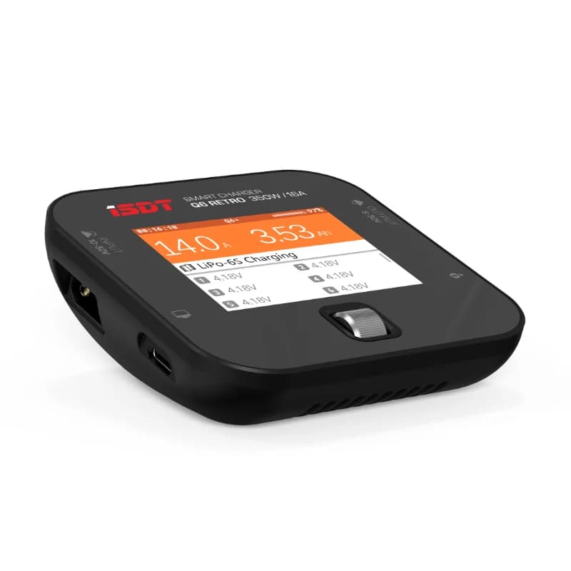 ISDT Q6 Retro 350W 16A DC Lipo Battery Balance Charger Discharger for 2-6S Digital Battery Li-Po Li-Hv Li-Ion Li-Fe NiMH Ni-Cd 4