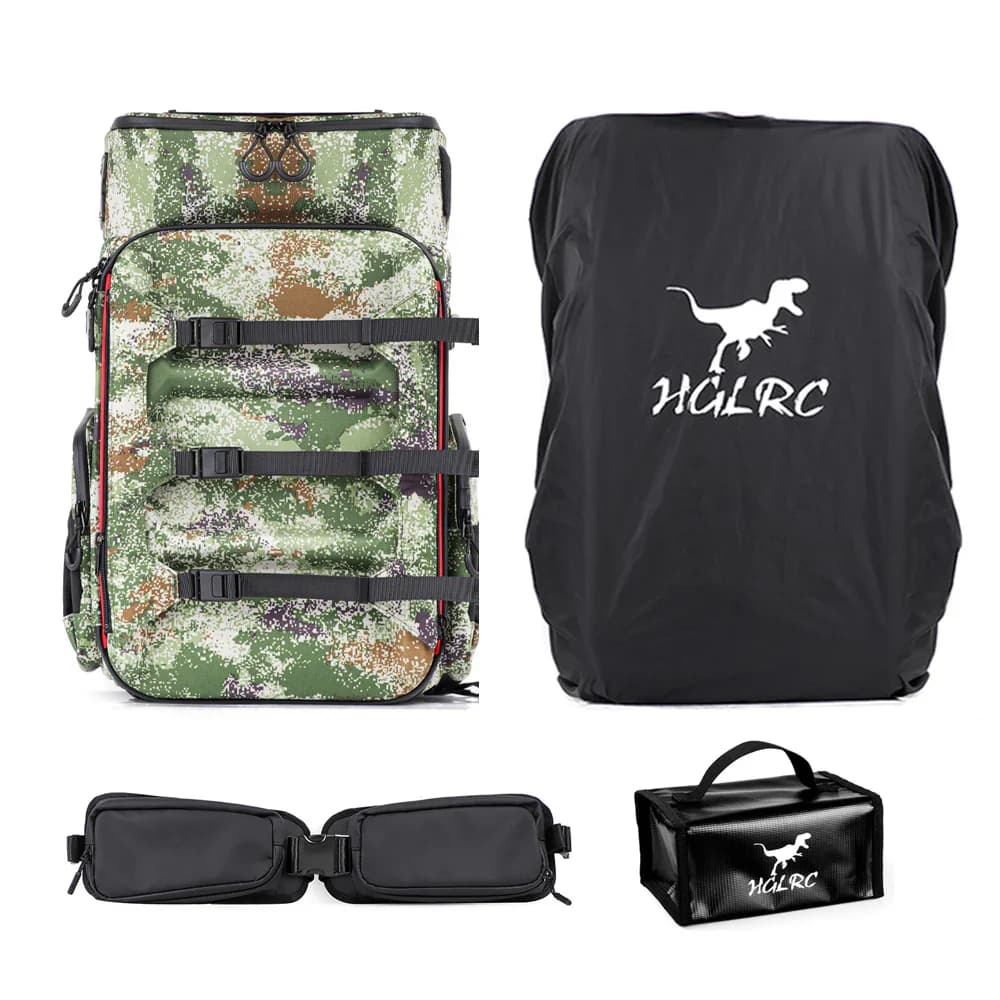 HGLRC B1 Drone Backpack Set (Backpack + Lumbar Support + Rain Cover + Battery Bag)