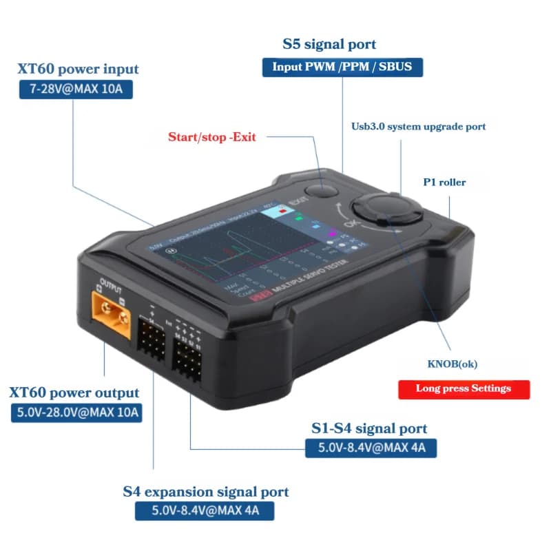 ToolkitRC ST8 8-Channel Servo Tester PWM, PPM, SBUS 4 Independent Interface Signal Test For RC Servo 3