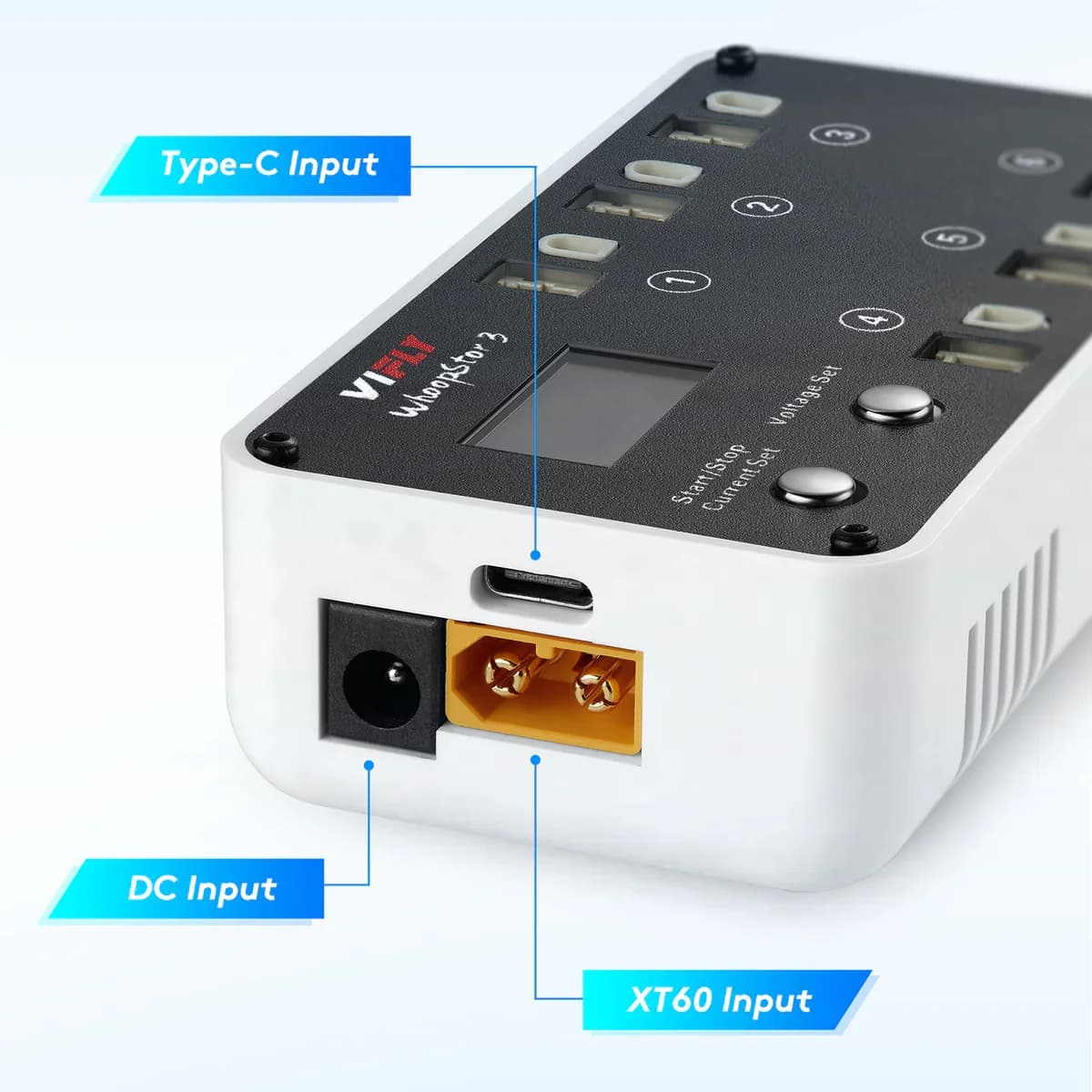 VIFLY WhoopStor 3 V3 6 Ports 1S LIPO LiHV Battery Charger Discharger Storage LCD TYPE-C DC TX60 For FPV Drone BT2.0 PH2.0 6