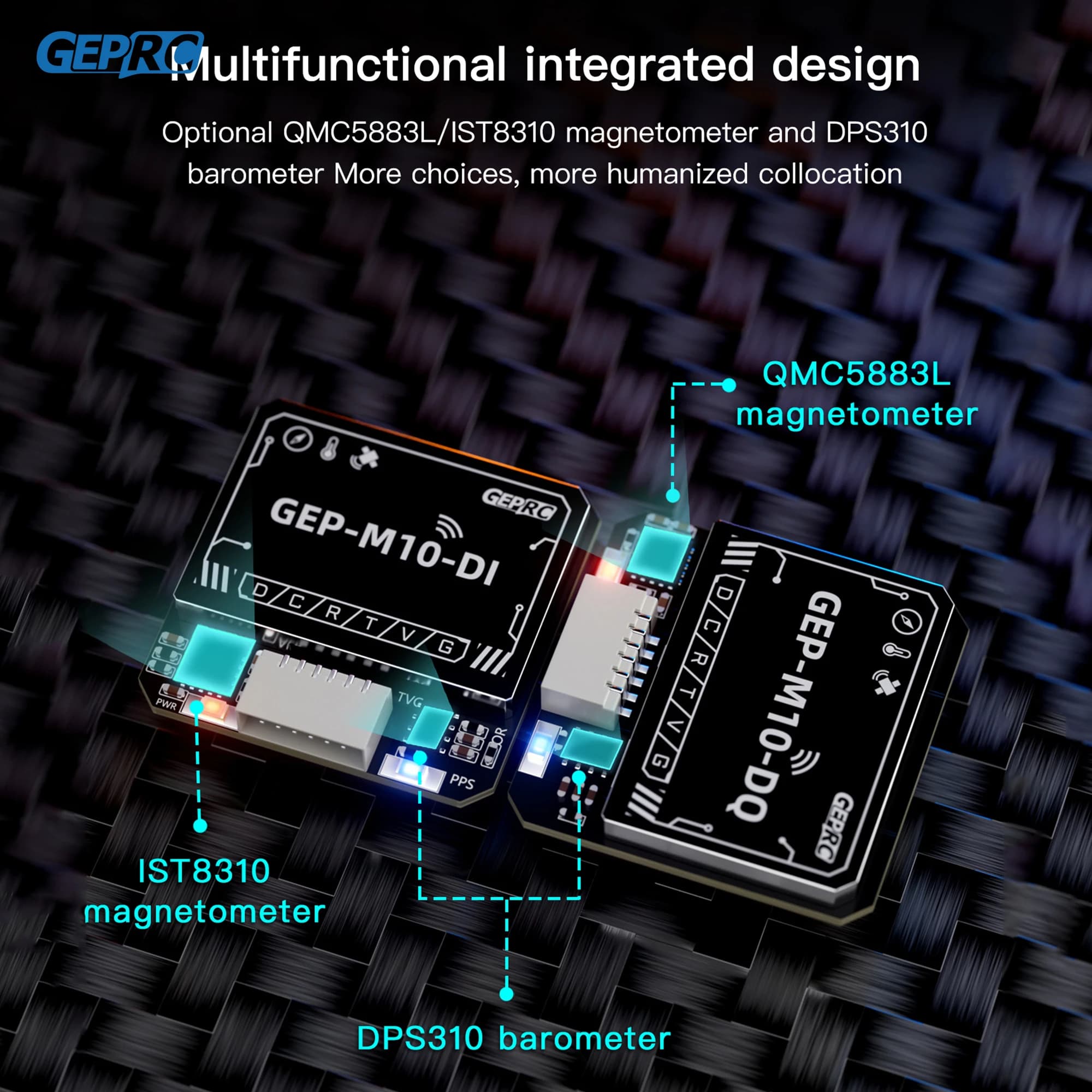 GEPRC GEP-M10 Series GPS Module Built-in Flash Chip QMC5883L MagnetomePS310 Barometer Accurate and Faerad Capacitor for FPV Dron 3