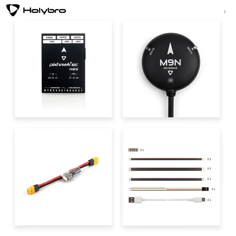 HolyBro Pixhawk 6C Mini Flight Controller M9N/M10 GPS PM02 V3 12S / PM06 14S Power Module Multirotor Airplane Parts 5