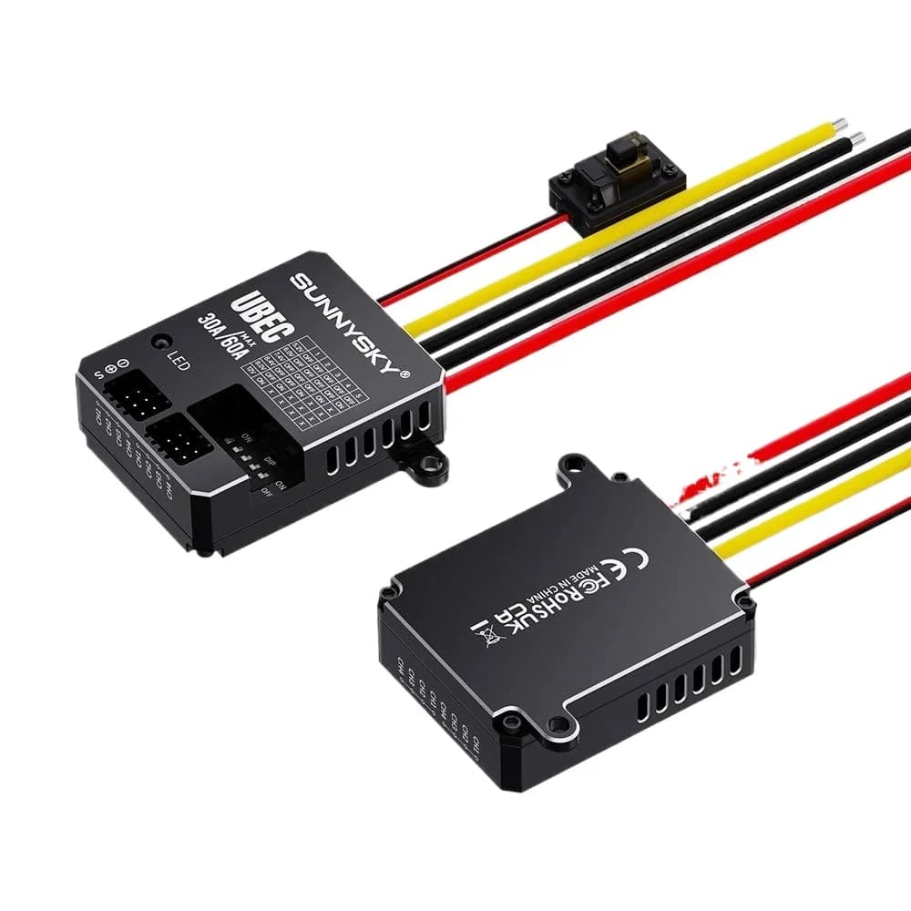 SUNNYSKY 30A HV UBEC 3-18S 9-80V Input Adjustable 5.2/6/7.4/8.4/9/12V Output /8 Parallel Outputs/aluminum Case for RC Model 5