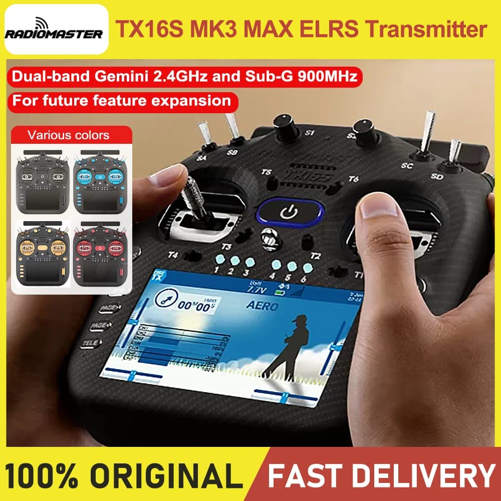 Radiomaster TX16S MK3 MAX with AG02 Metal Gimbals, ELRS 2.4GHz 16CH Radio Transmitter for FPV Racing Drone