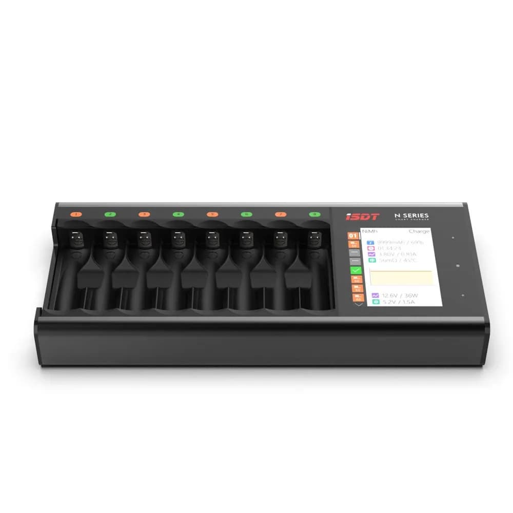 ISDT 8 Slots Fast Smart Charger for AAA AA Battery LiIon LiHv Life NiMh Nicd Nizn USB Type-c Charger Discharger LCD Display 2