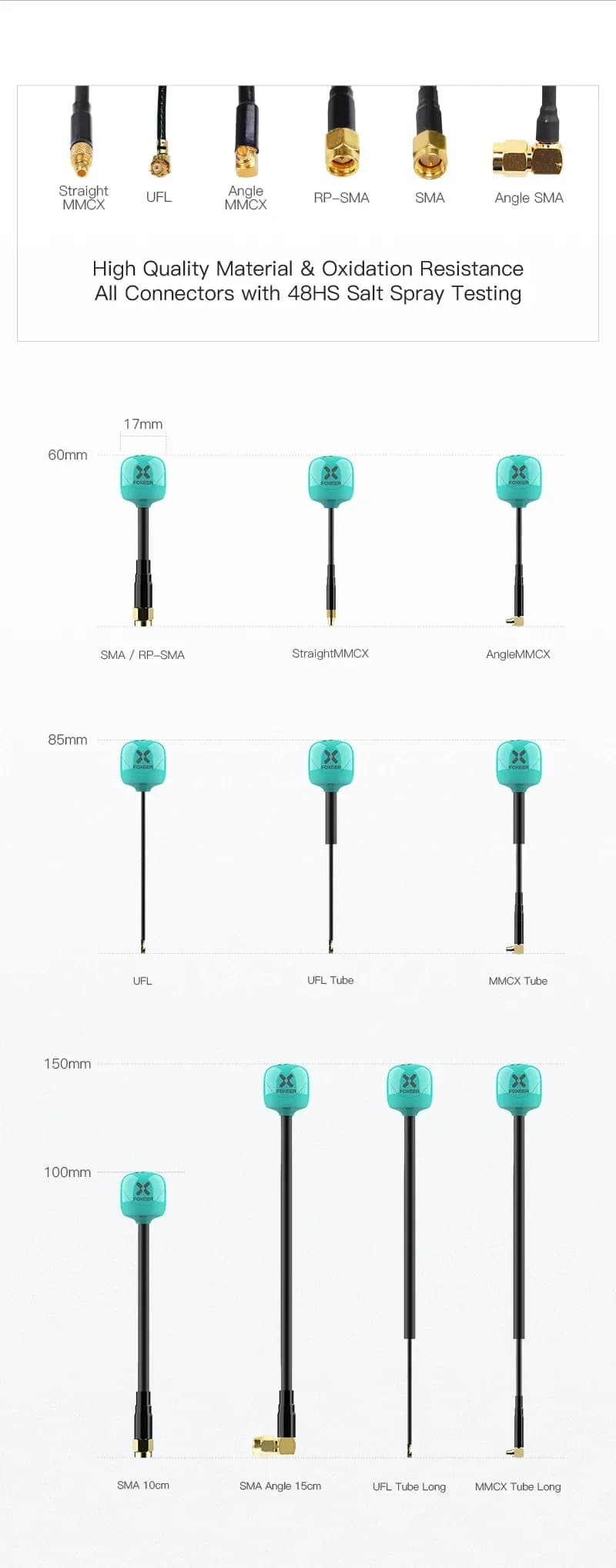 Foxeer Antenna Lollipop 4 Plus 4+ FPV Antenna 5.8G 2.6Dbi LHCP SMA RPSMA UFL MMCX FPV Omni LDS Antenna For FPV Racing Drone 6