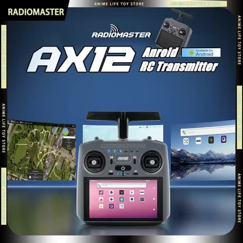 New AX12 RadioMaster RC Transmitter Android9 16CH ELRS Hall X5 5.5 Inch 720P HD Touch Screen 64GB 21700mAh USB-PD Fast Charging