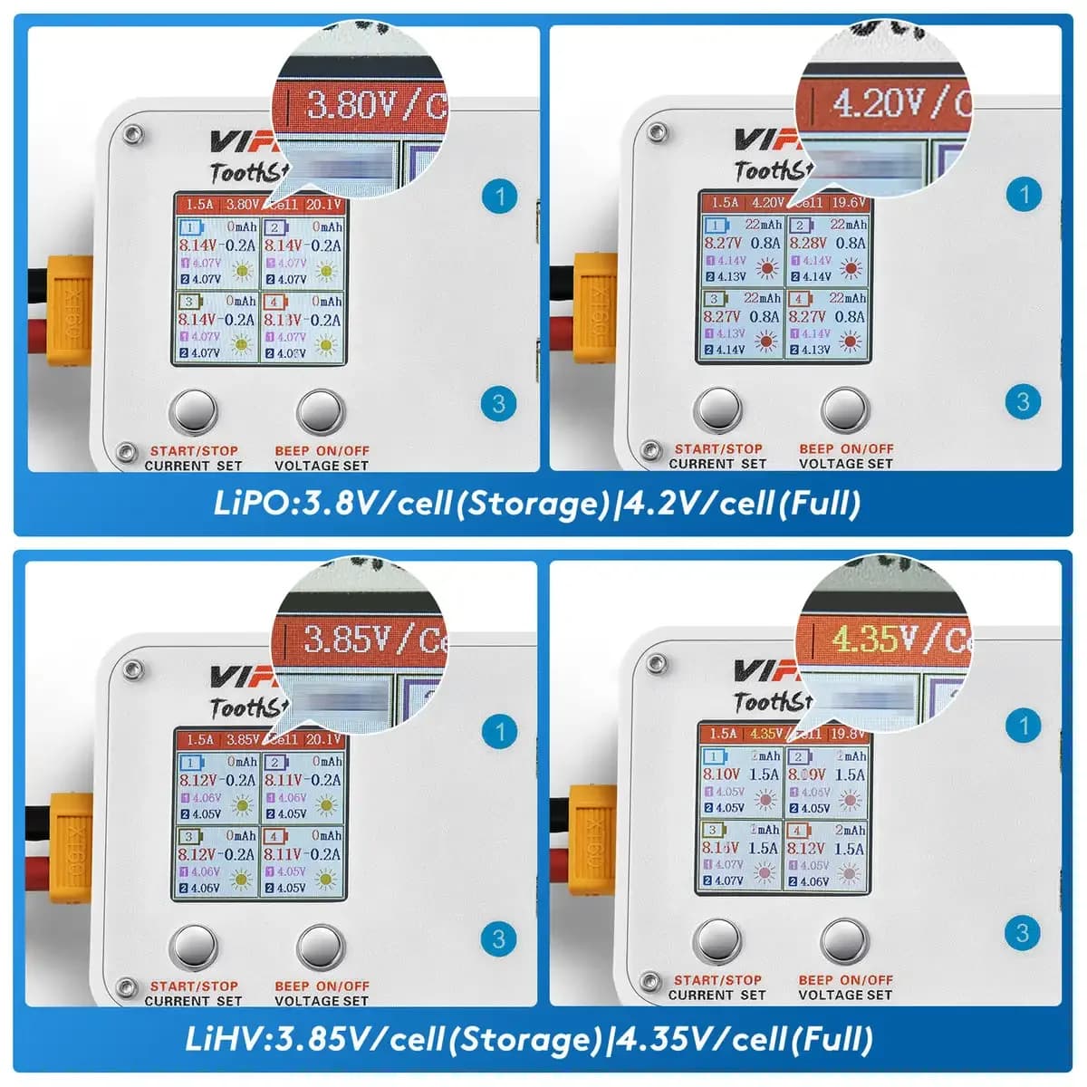 VIFLY ToothStor 2S LiPo Battery Charger 1.5A Output USB-C PD XT60 DC for Whoop Drone 6
