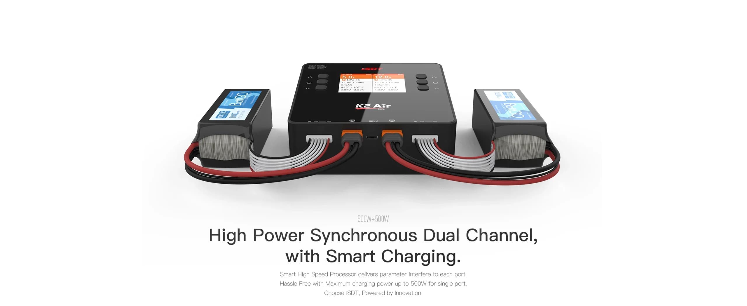 2026 hot sale ISDT K2 Air AC 200W DC 500Wx2 20A Dual Channel Balance Lipo Charger Discharger for Lipo NiMh Pb Battery 6