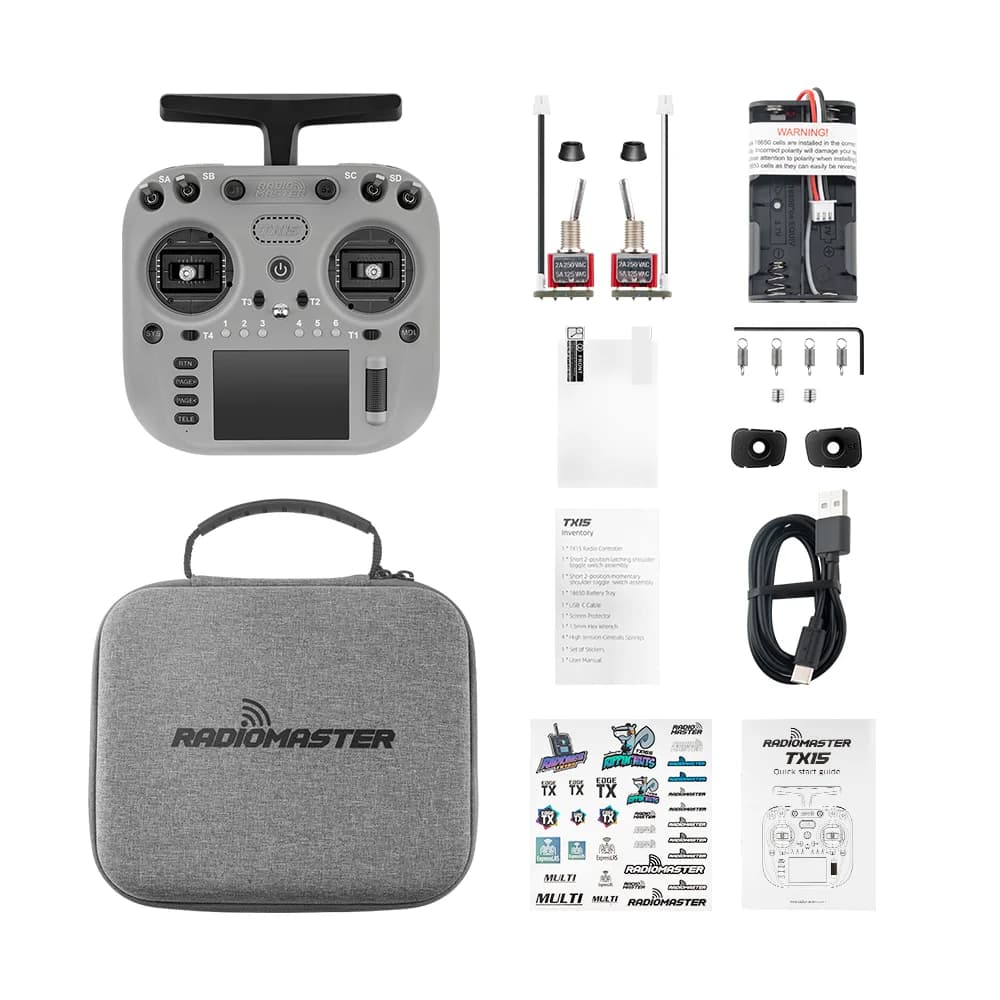 Radiomaster TX15 16ch 3.5inch IPS Touchscreen V5.0 Hall Gimbals Radio Controller ExpressLRS Built-in Gyro Microphone 6