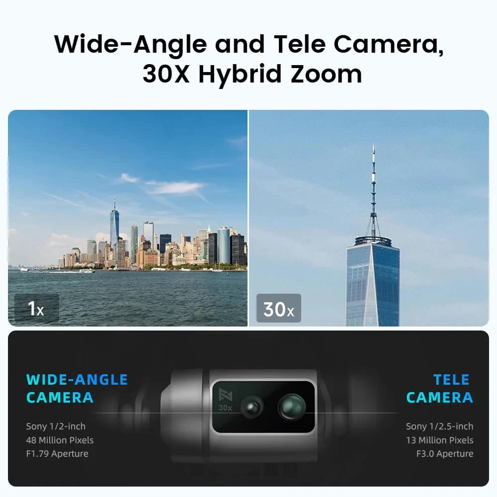 FIMI X8 Tele Max 2025 New Beyond Vision with Wide-Angle And Tele Camera 30x Hybrid Zoom 4K 60Fps 3-Axis Gimbal Super Night 4