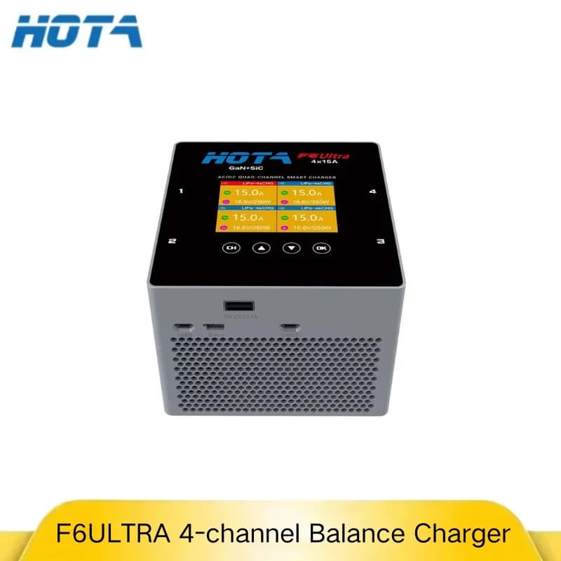 HOTA F6 Ultra 4-Channel Smart Charger 1000W Built-in Power Supply for 1-6S LiPo LiHV Li-ion Laptop FPV Drone Battery