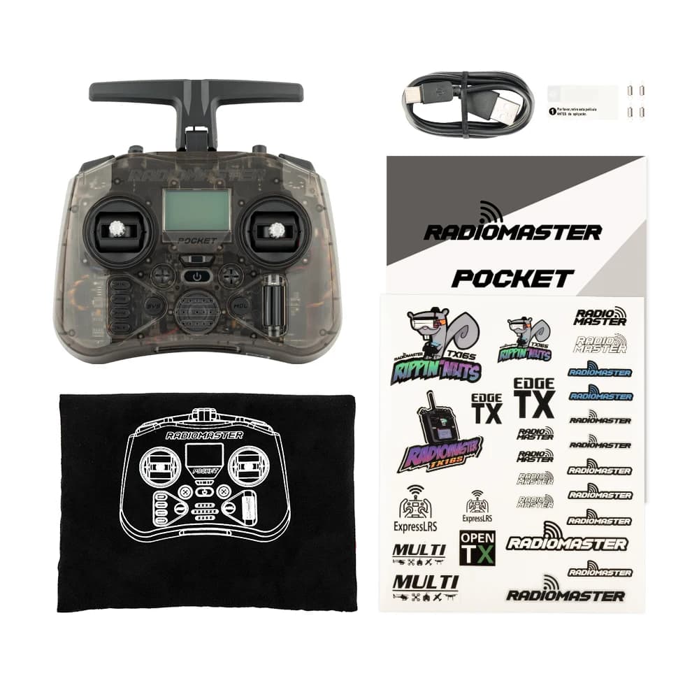 Radiomaster Pocket Hall Gimbal Transmitter M2 Remote Control ELRS CC2500 Lightweight Built In LED Light Foldable Antenna 6