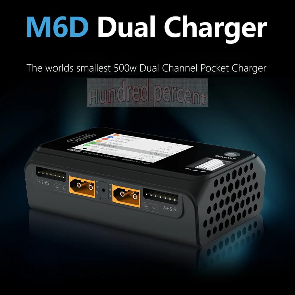 2023 ToolkitRC M6D V3 500W 15A DC Dual Channel MINI Smart Charger Discharger For 1-6S Lipo Battery FPV Model Spare Part Replace 2