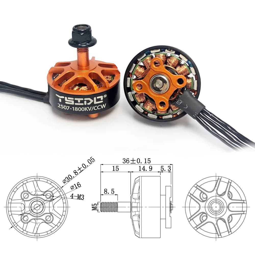 YSIDO 2507 1800KV 3-6S Brushless Motor for RC GEPRC 5Inch 250 220 Drone Eachine Tyro129 Darwin129 FPV Racing Multirotor Parts 2