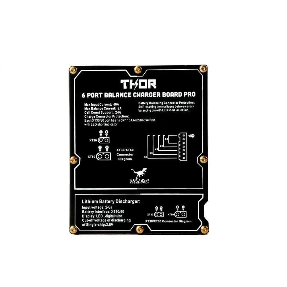 HGLRC Thor 6 Pro Port LIPO Balance Charger Board 40A XT60 XT30 Plug 2-6S LIPO Discharger for IMAX B6 ISDT Q6 Nano HOTA D6 Pro P6 4