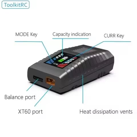 ToolkitRC C6 AC 50W 5A Easy-to-Use Charger, Wide Compatibility for 1-6S Lipo LiHV LiFe NiMH RC Car Drone Battery