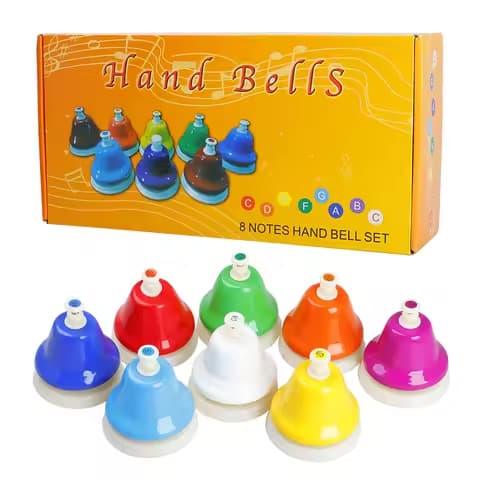 M MBAT Orff Musical Instrument Set Colorful 8-Note Hand Bell Children's Music Toy Baby Early Education Beautiful Christmas Gift